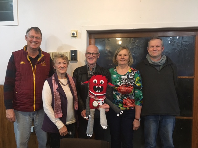 TWIT winners: TWIT winners from left Peter Daffurn, Jan Baker, Peter TJ, Hanna Frischknecht and Malcolm Kirkby ... absent are Pamela Clydesdale, Shirley Townsend and June Zhu